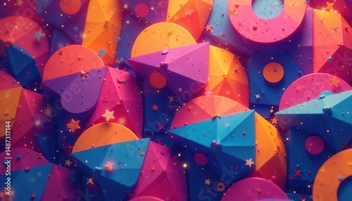 Abstract geometric shapes repeat infinitely creating a vibrant seamless backdrop, style, backdrop, wallpaper