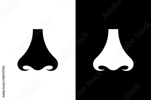 Medical Nose Vector Icon Minimalist Black Silhouette on White.
