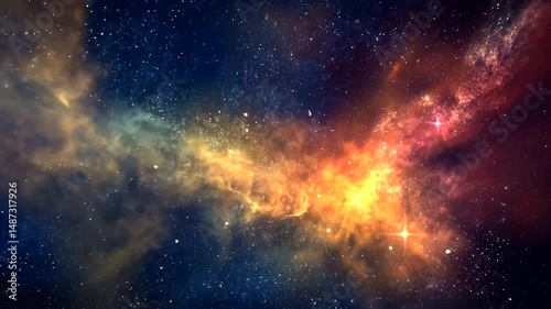Stunning Cosmic Scene with Stars and Colorful Nebulae