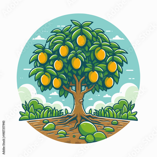 illustration of a manggo fruit tree