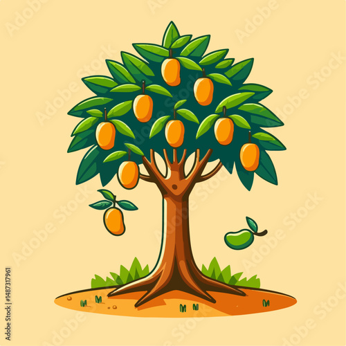 illustration of a manggo fruit tree