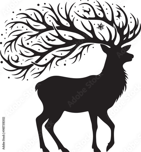 Wallpaper Mural Deer silhouettes set vector illustration, black deer silhouette icon
 Torontodigital.ca