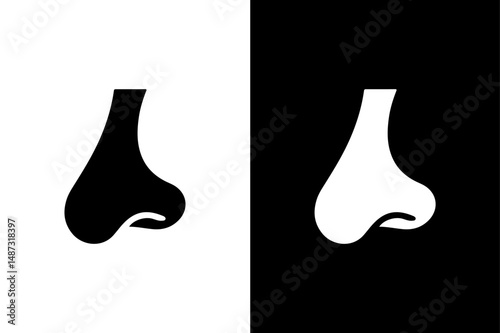 Human Nose Outline Vector Bold Silhouette on White Canvas.