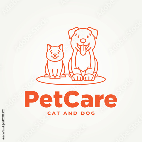minimalist pet care line art icon logo vector illustration design. simple modern animals veterinary clinic or pet shop logo concept