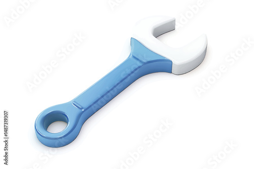 Adjustable metal wrench isolated on white background for repair and construction tools concept