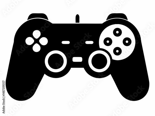 Game controller silhouette vector, Video game controller, joystick