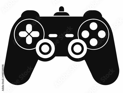 Game controller silhouette vector, Video game controller, joystick
