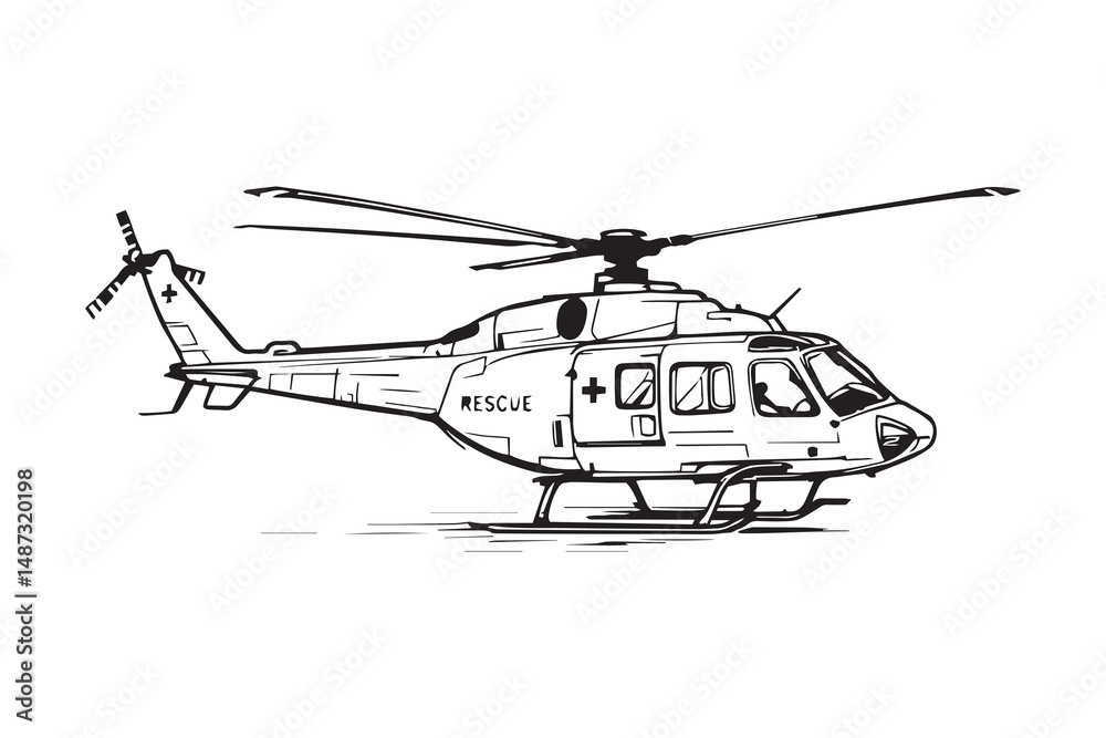 Fototapeta premium Helicopter line art 