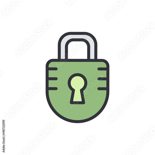 Stylized Green Padlock Symbol Representing Digital And Physical Security