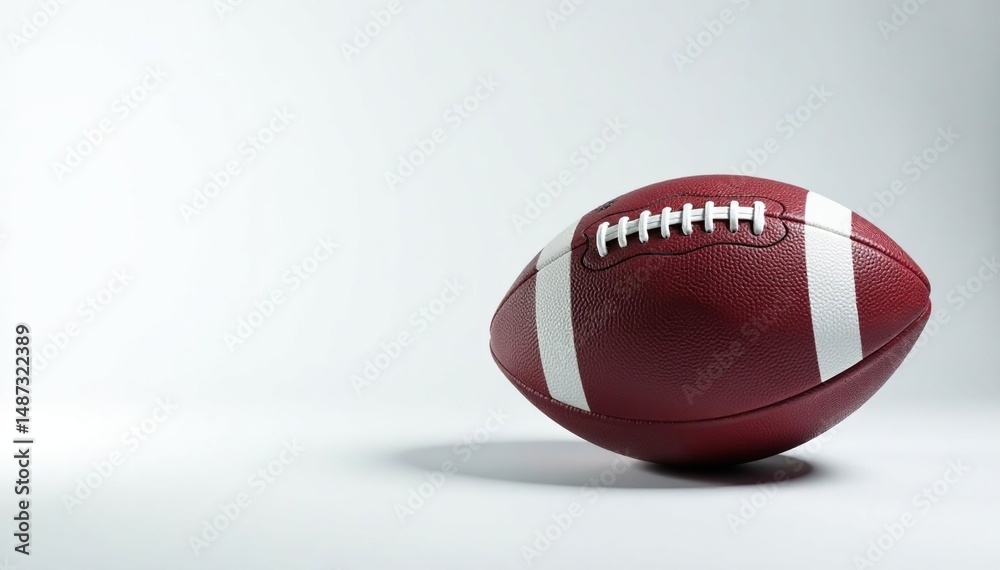 American football with shadow on white backdrop , sports equipment, fall, athletic American football with shadow on white backdrop , sports equipment, fall, athletic