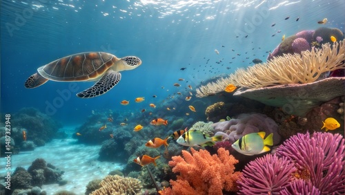 Underwater photography in vibrant marine environment