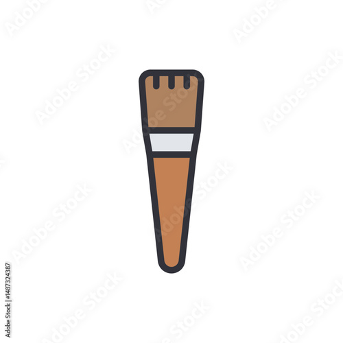 Stylized Illustration Of A Brown Brush With White Accent On Transparent