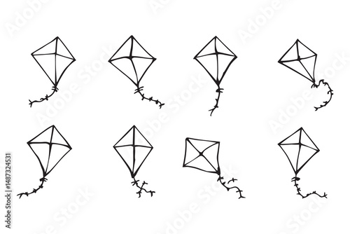 Kite flying line art 