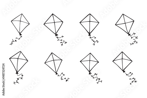 Kite flying line art 