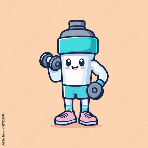 Vector Fitness Mascot Illustration for Gym Logo Athletic Character Sports Club Branding Workout Health Motivation Calisthenics Running Power Challenge Gymwear Endurance Muscle Dumbbell Icon