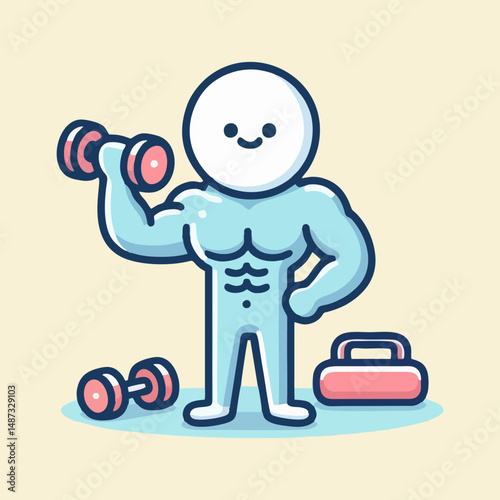 Gym Fitness Mascot Illustration with Strong Cartoon Character Style for Sport Club Branding Community Motivation Running Workout Powerlifting Coaching Stamina Health Endurance Athlete Icon Pack