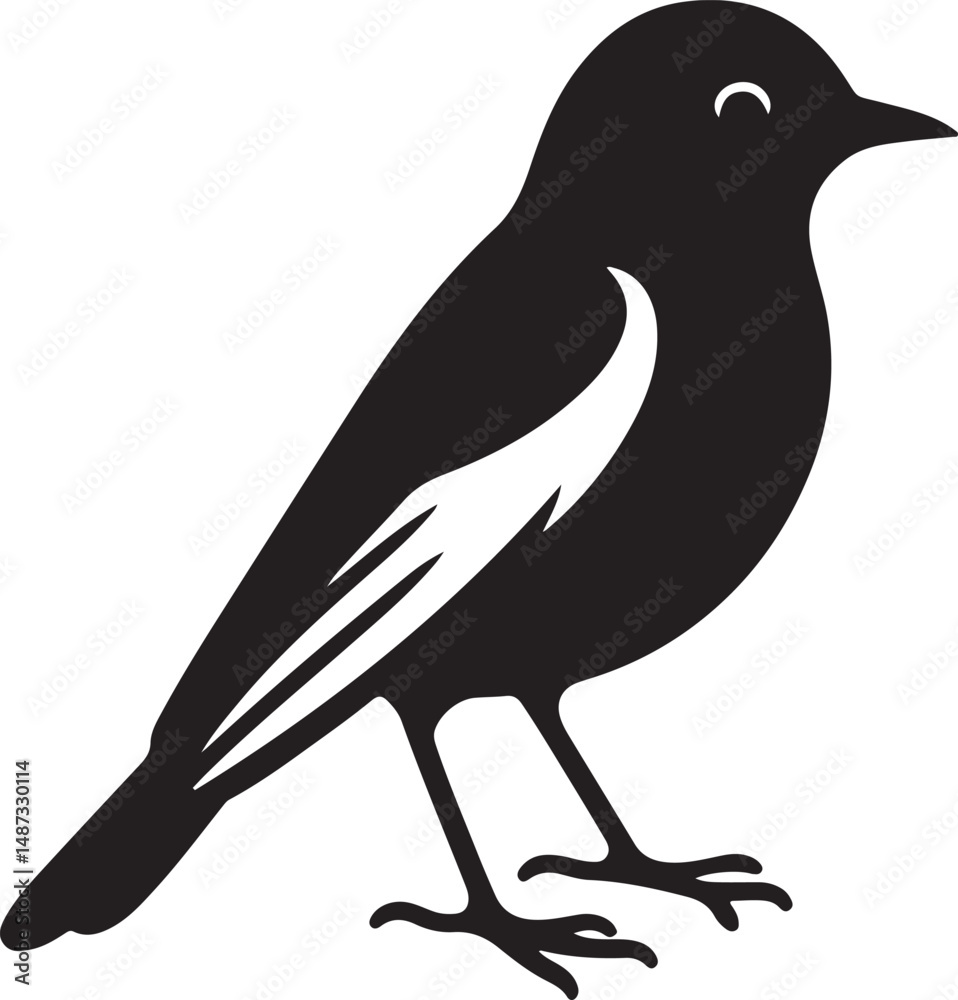 Fototapeta premium Doel Bird Black Silhouette Vector, National Bird Clipart & Minimal Nature Design