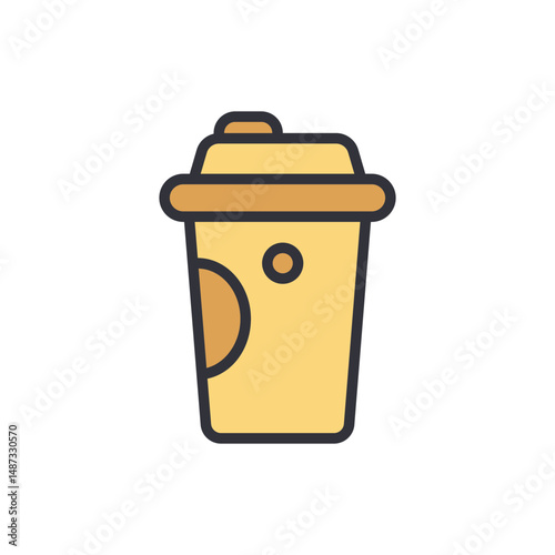 Stylized Icon Of A Disposable Coffee Cup For Beverages On-The-Go