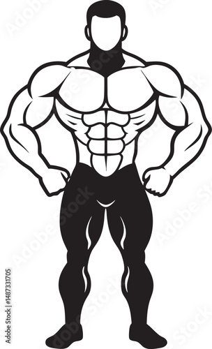 illustration of a bodybuilder posing in studio