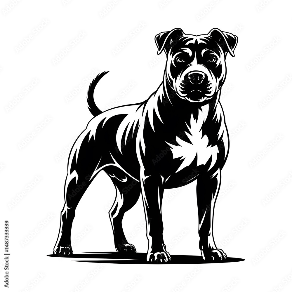 Obraz premium A cute black and white terrier puppy, a domestic canine portrait, sits isolated against a white background in a studio