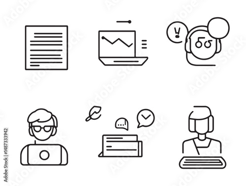 Interpreter translating conversation in minimalist line art