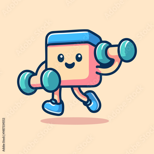 Fitness Mascot vector character for gym logo, muscle strongman mascot, workout badge design, dynamic healthy avatar, fitness cartoon artwork, power gym figure, bodybuilding emblem for branding