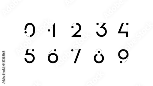 Numbers with dot, trendy numerals set 0, 1, 2, 3, 4, 5, 6, 7, 8, 9, vector illustration 10EPS.