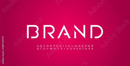 Font stencil alphabet, thin cut out letters from A to Z and numbers from 0 to 9, vector illustration 10EPS.