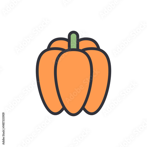 Stylized Orange Bell Pepper Illustration On Transparent Background