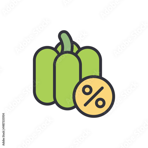 Fresh Produce Discount Offering Green Bell Pepper With Percentage Sign