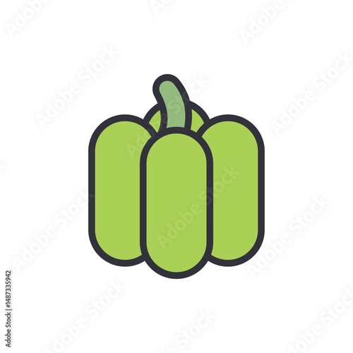 Vibrant Green Bell Pepper Icon With A Clean Vector Design
