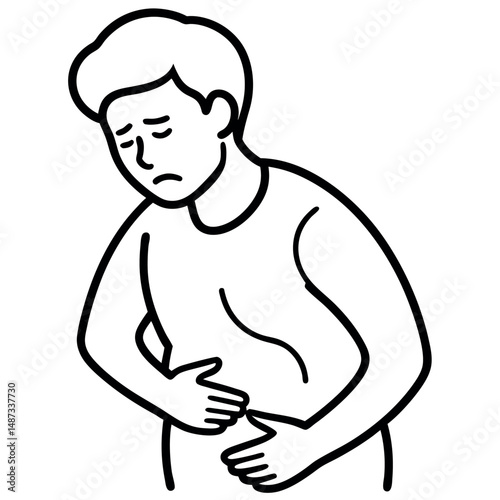 Monoline Stomach Pain Icon for Digestive Health Topics