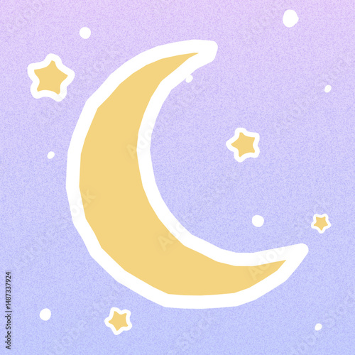 Moon and stars in the galaxy graphic illustration icon line vector 2d style