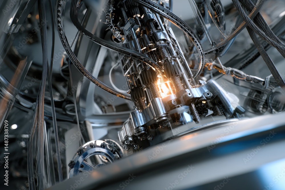 Obraz premium Metal, code, and motion welcome to the age of AIdriven manufacturing