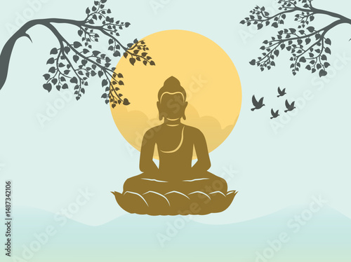 illustration of Lord Buddha for Buddhist festival of Happy Buddha Purnima