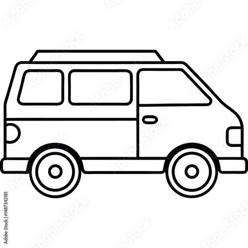 Outline Icon of a Taxi Van for Travel, Commuting, and Transport