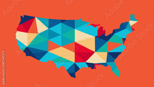 Geometric Abstract Vector Map of United States  