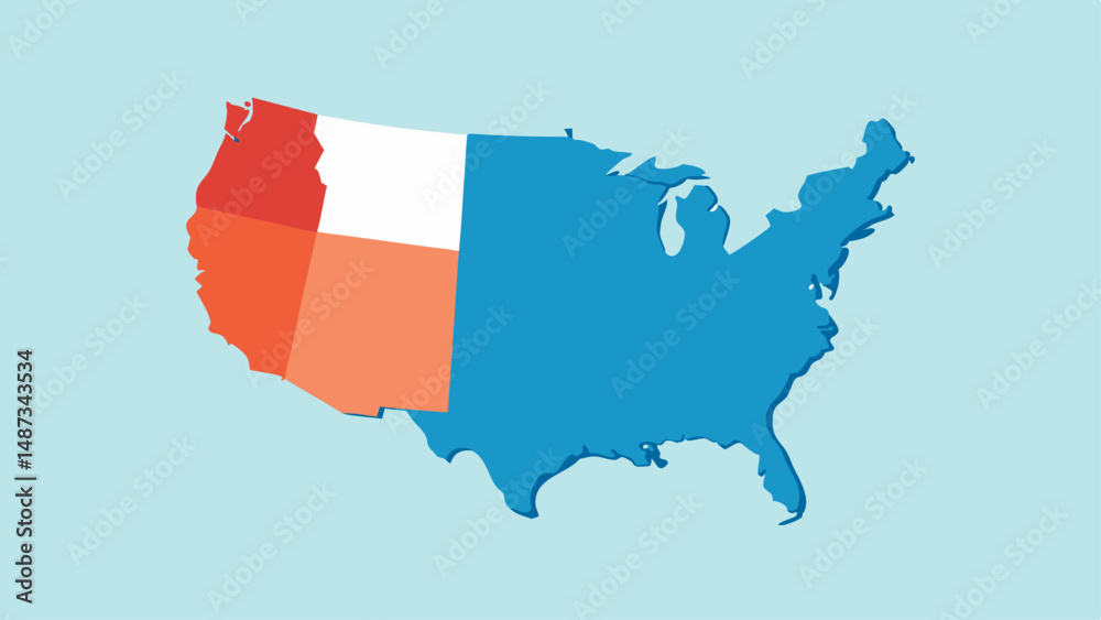 Fototapeta premium USA State Comparison Map with Pie Charts