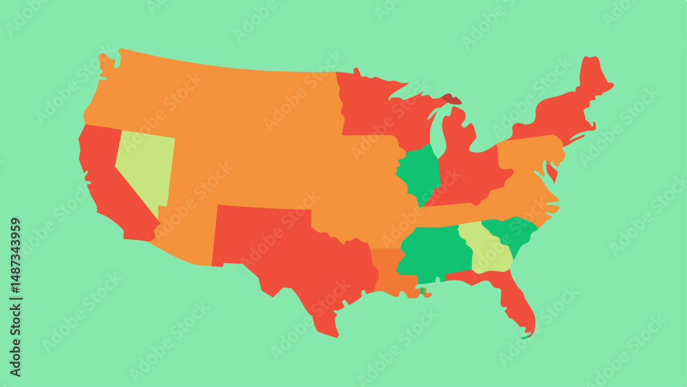 Fototapeta premium Historical Vector Style Map of USA for Learning