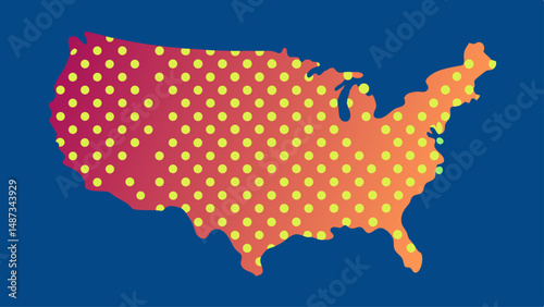 Stylized Dotted USA Map with Color Legend  