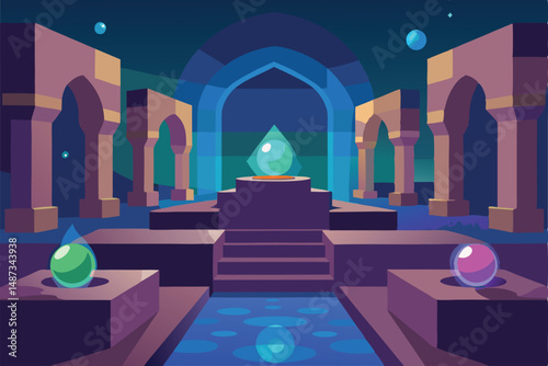 illustration of a mosque in the night