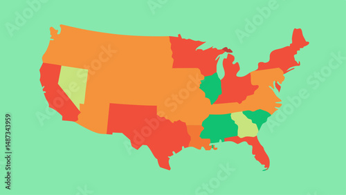Historical Vector Style Map of USA for Learning  