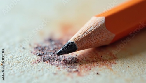 Close-up of a sharpened sketch pencil, graphite tip, wood grain visible , wood, macro