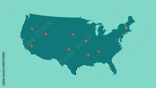 Startup Ecosystem USA Map with Highlighted Cities  