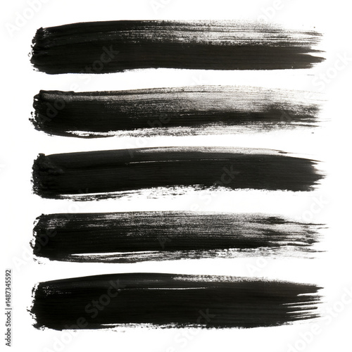 Bold Black Dry Brush Strokes with Textured Finish