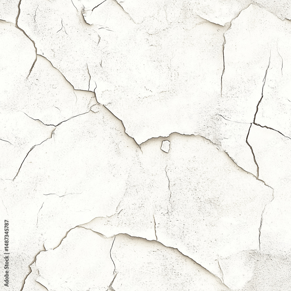 Obraz premium Cracked Wall Texture: A close-up showcases the intricate texture of a weathered wall with cracks, revealing a story of time and the elements.Tile and Seamless