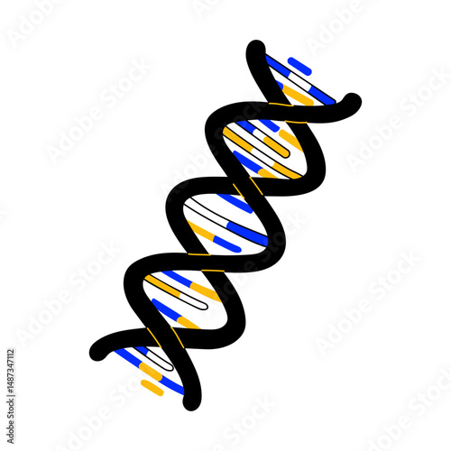 A doodle style illustration showing dna double helix structure
