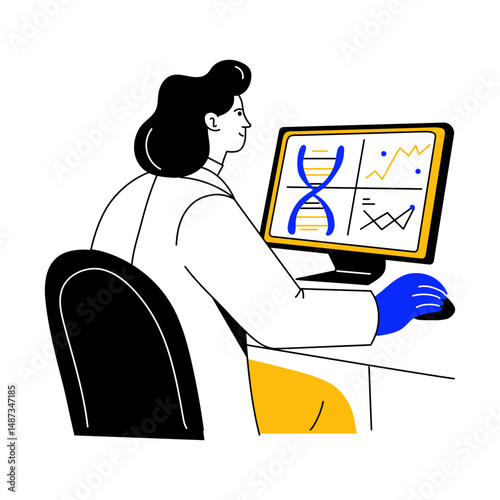 A drawing style illustration showing explaining hereditary traits in class
