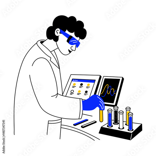 A hand drawn illustration depicting lab testing 

