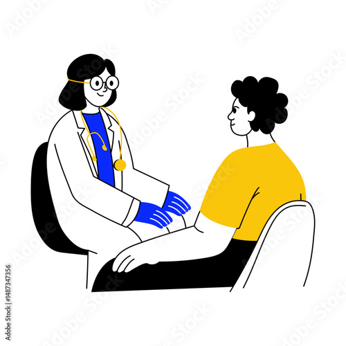 A sketchy illustration showing doctor visit

